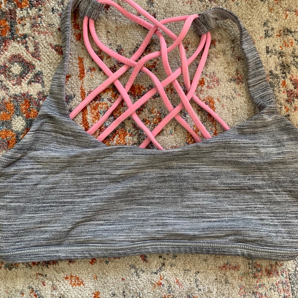 Lululemon pink and grey sports bra